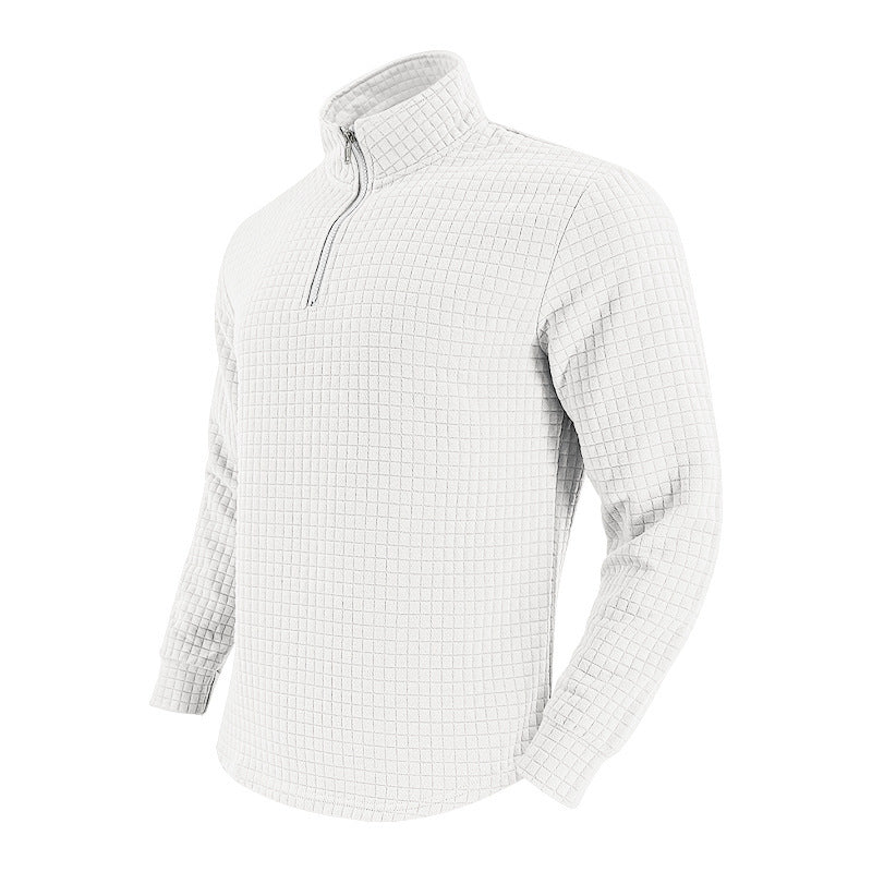 Herrer praktisk ståkrave pullover med lynlås og quiltet design Stilla