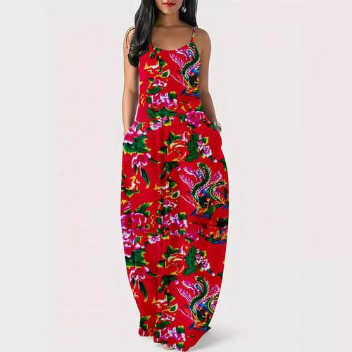 Damer blomsterprint maxi-kjole med justerbare stropper Stilla