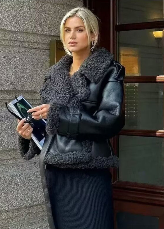 Stilla | Shearling-foret Pilotjakke