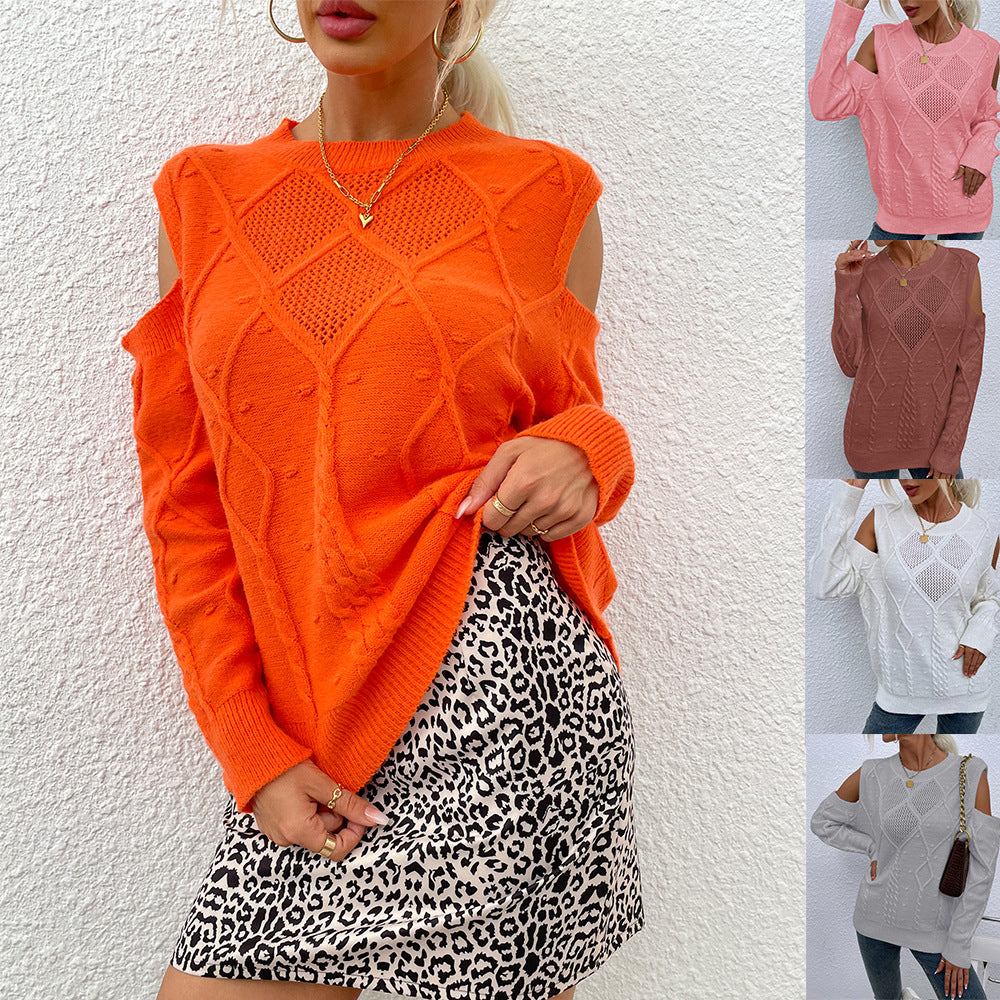 Kvinders strik sweater med moderigtigt blonde mønster og kabel detaljer Stilla