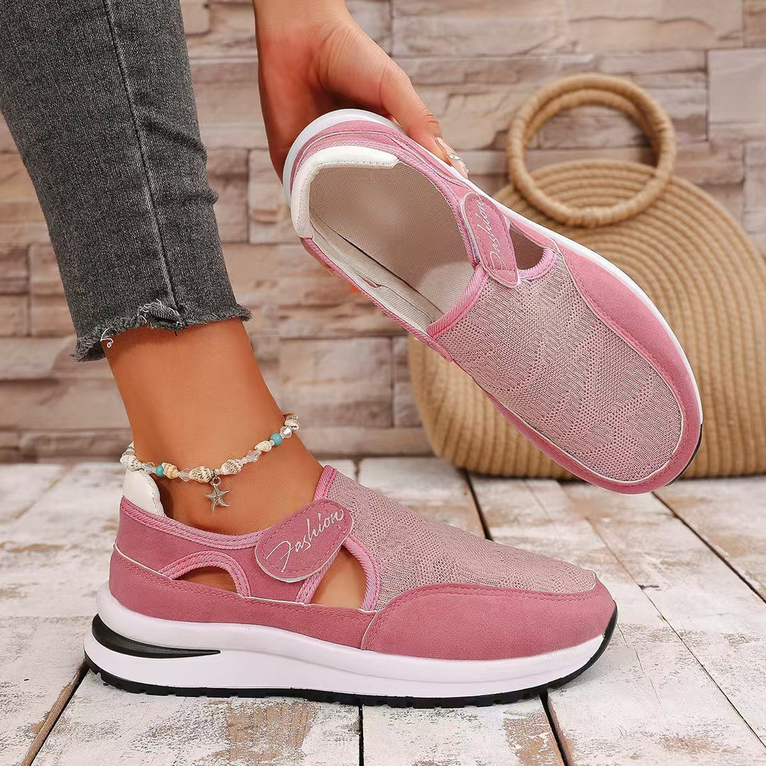 Dame Komfortable Slip-On Sneakers med modedesign i mesh og praktisk velcro-funktion Stilla