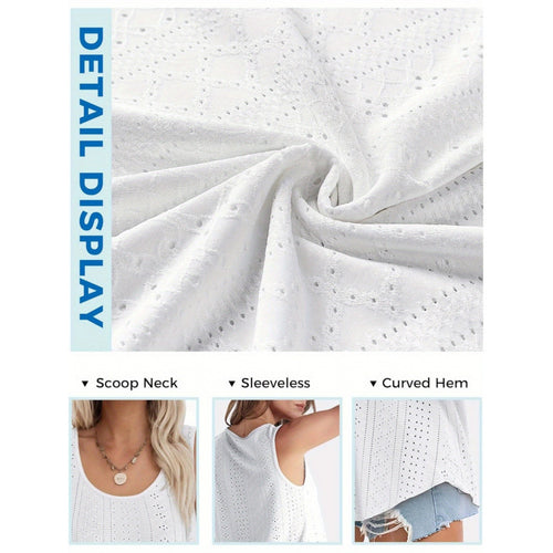 Dame ærmeløs Eyelet Tunika-top Stilla