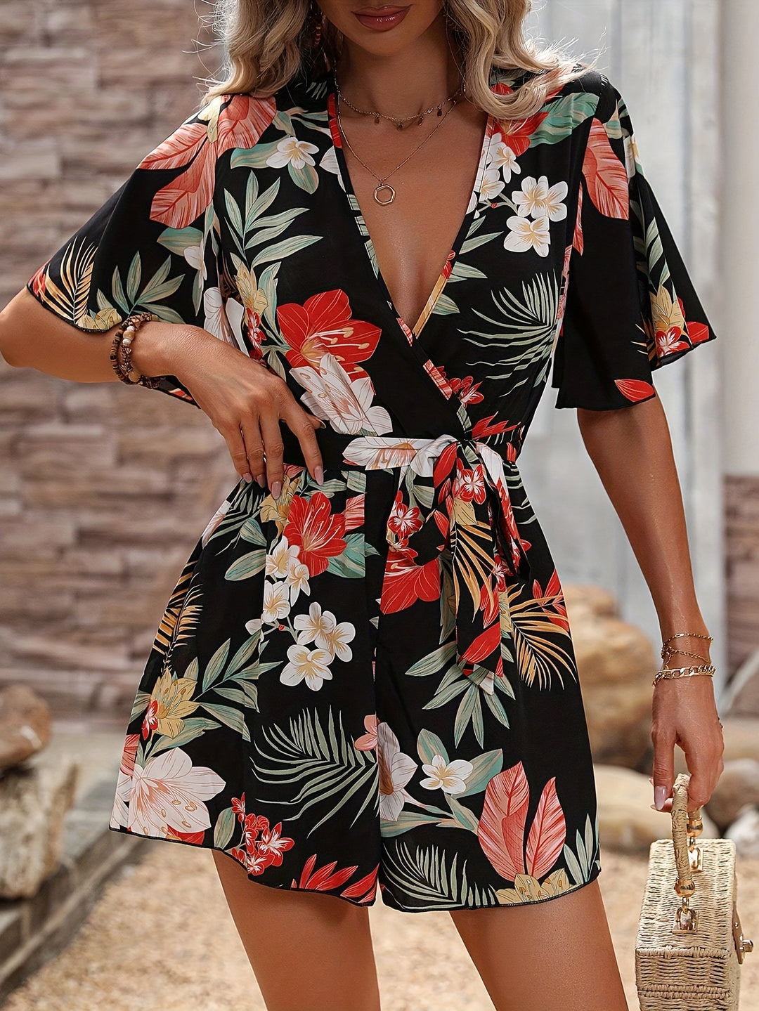 Dame Floral Print Wrap Overall Stilla