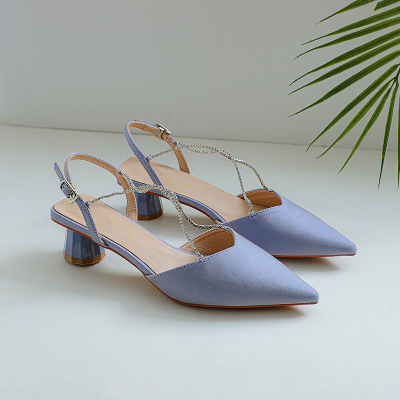 Dame Slingback spids hæle med stilfuld transparent blokhæle Stilla