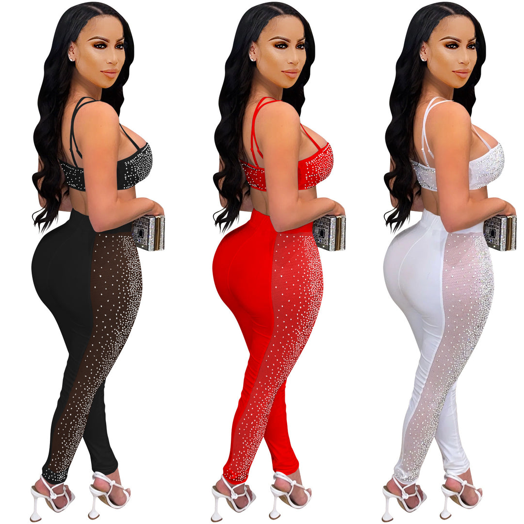Dame Funklende Sporttøjssæt med rhinsten Stilla