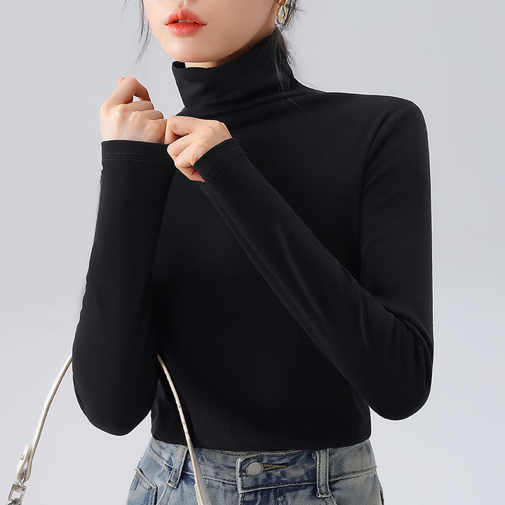 Dame Turtleneck-top med blødt strækstof og figursyet snit Stilla