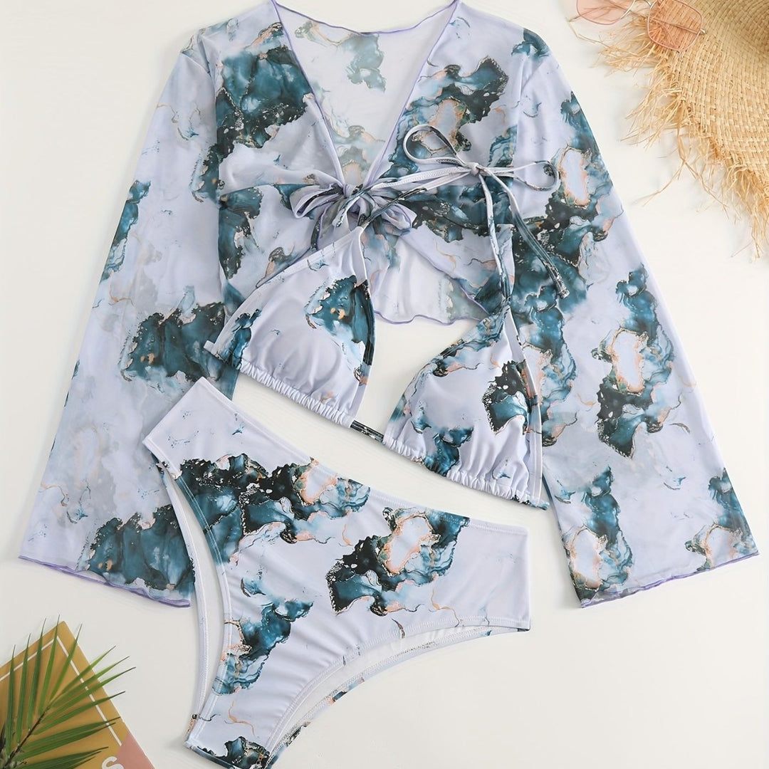 Dame Bikini Sæt med gennemsigtig Bluse Skovae