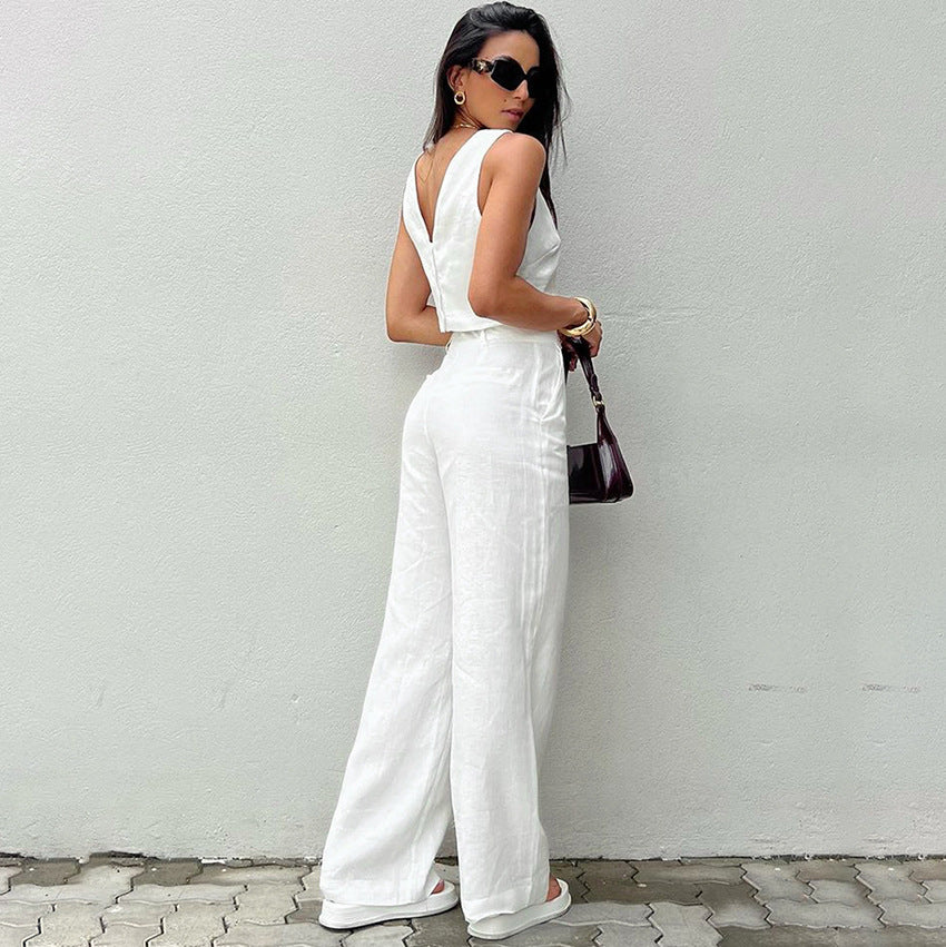 Dame sæt bestående af cropped top og vidt skåret bukser Stilla