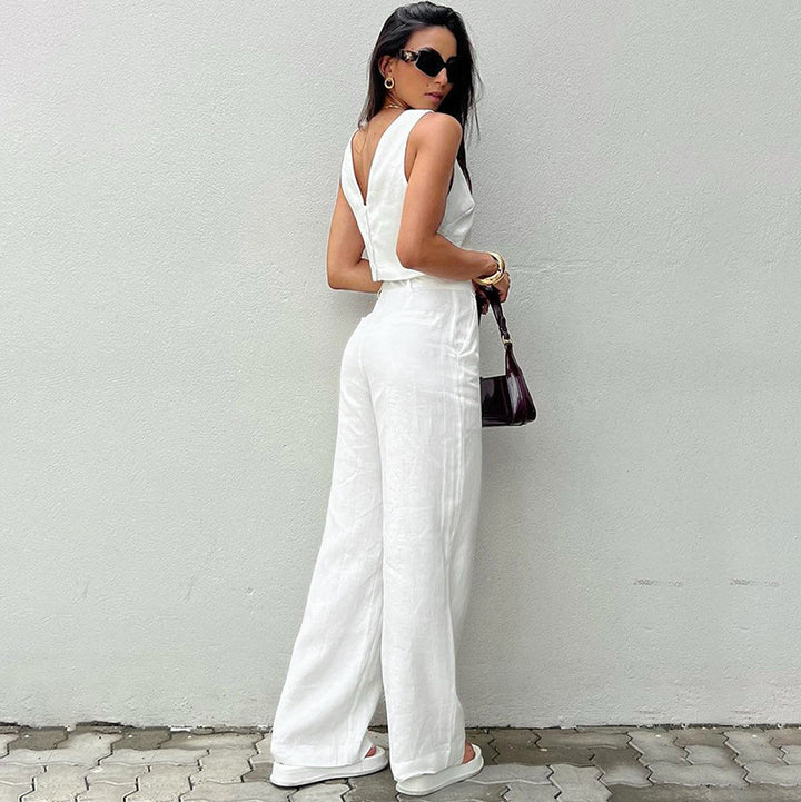 Dame sæt bestående af cropped top og vidt skåret bukser Stilla