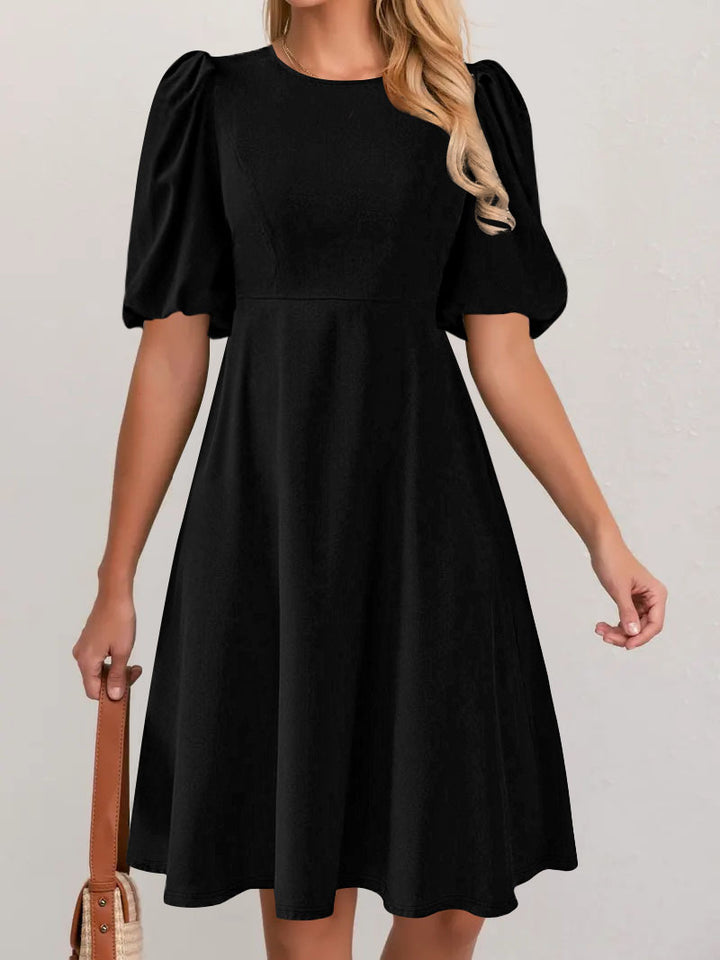 Dame Elegant Puffærmer A-linje Kjole Stilla