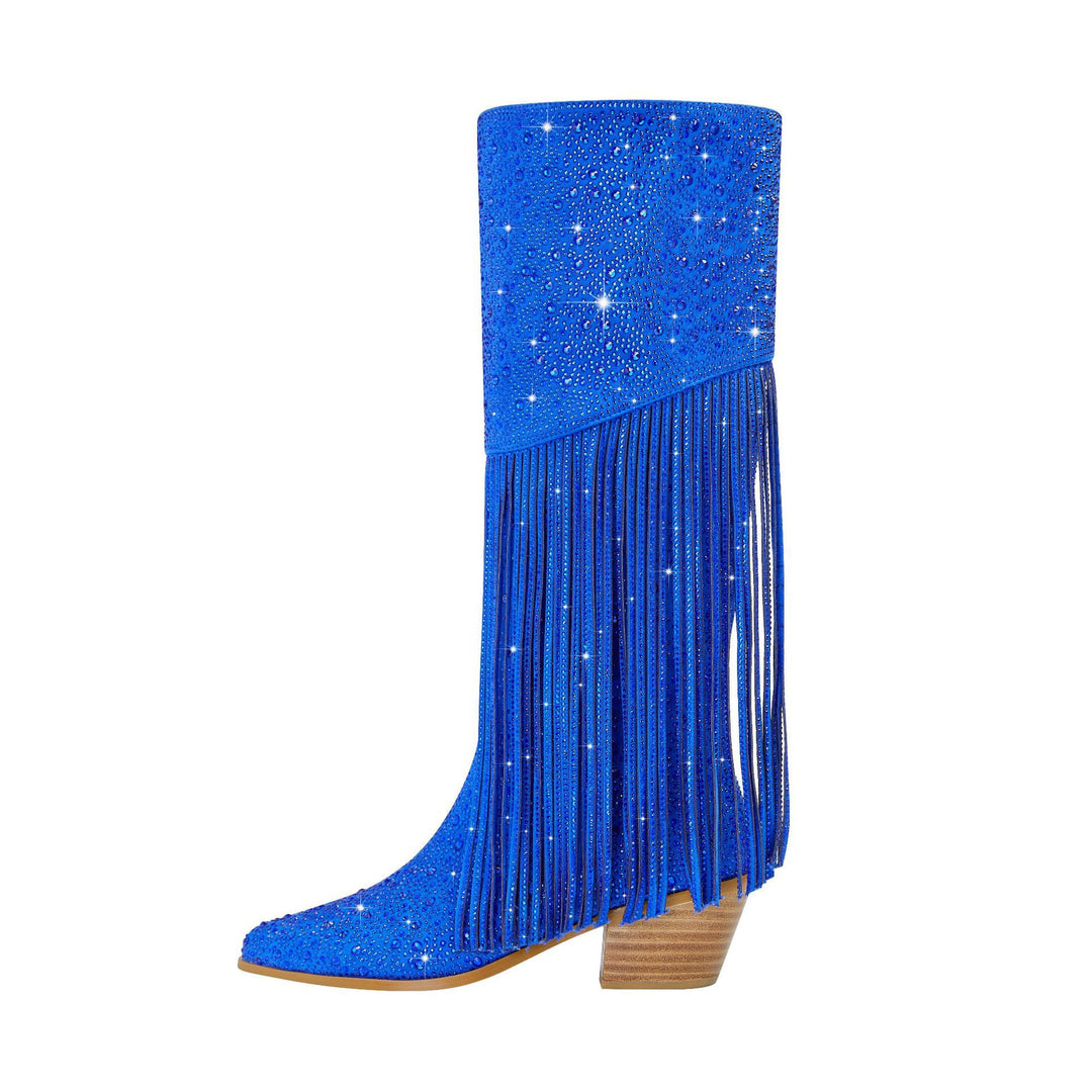 Femme Stiletto Fransen Strass Støvler Stilla