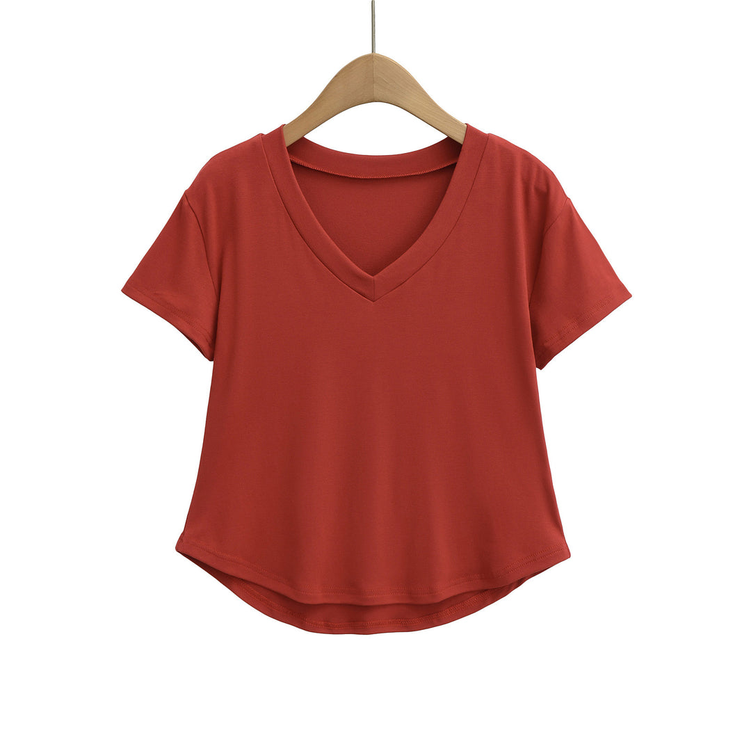 Dame V-hals Basic T-shirt med løs pasform Stilla