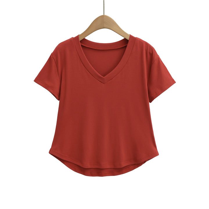 Dame V-hals Basic T-shirt med løs pasform Stilla
