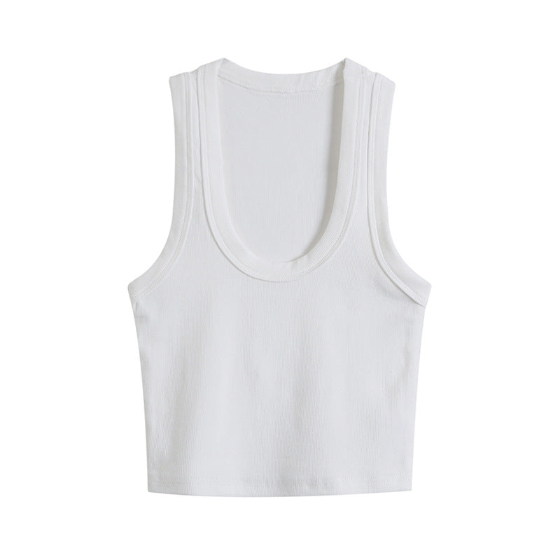 Dame Sporty tanktop med generøs rund halsudskæring og figurformende snit Stilla