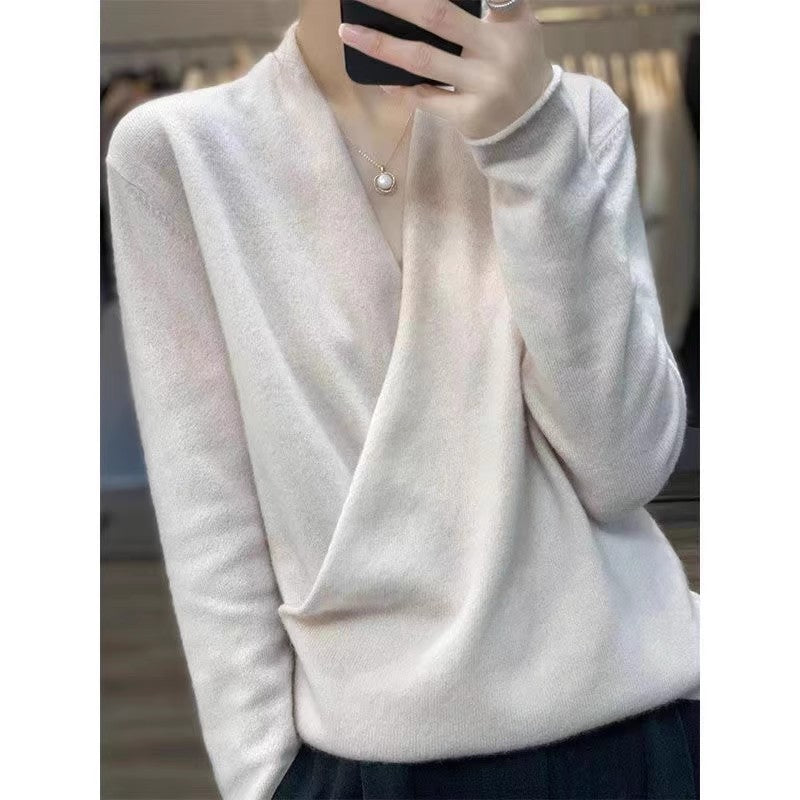 Dame omslagstrøje i blødt cashmere-mix Stilla
