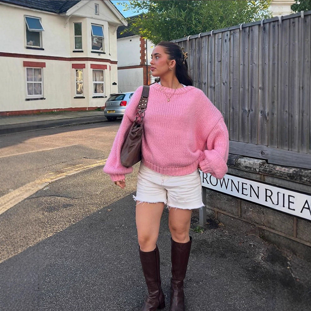 Dame afslappet striktrøje med oversized snit Stilla