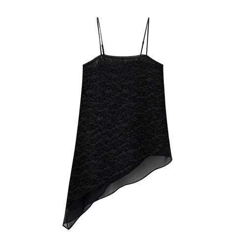 Dame-spids-camisole med asymmetrisk snit og dekorative stropper Skovae