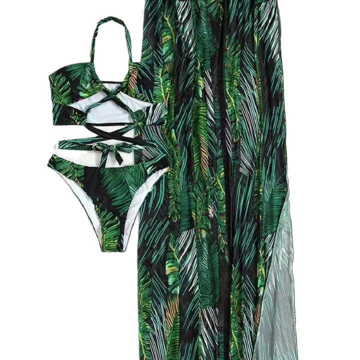 Dame To-delt Strandoutfit med blomsterdesign og raffinerede cut-outs Skovae