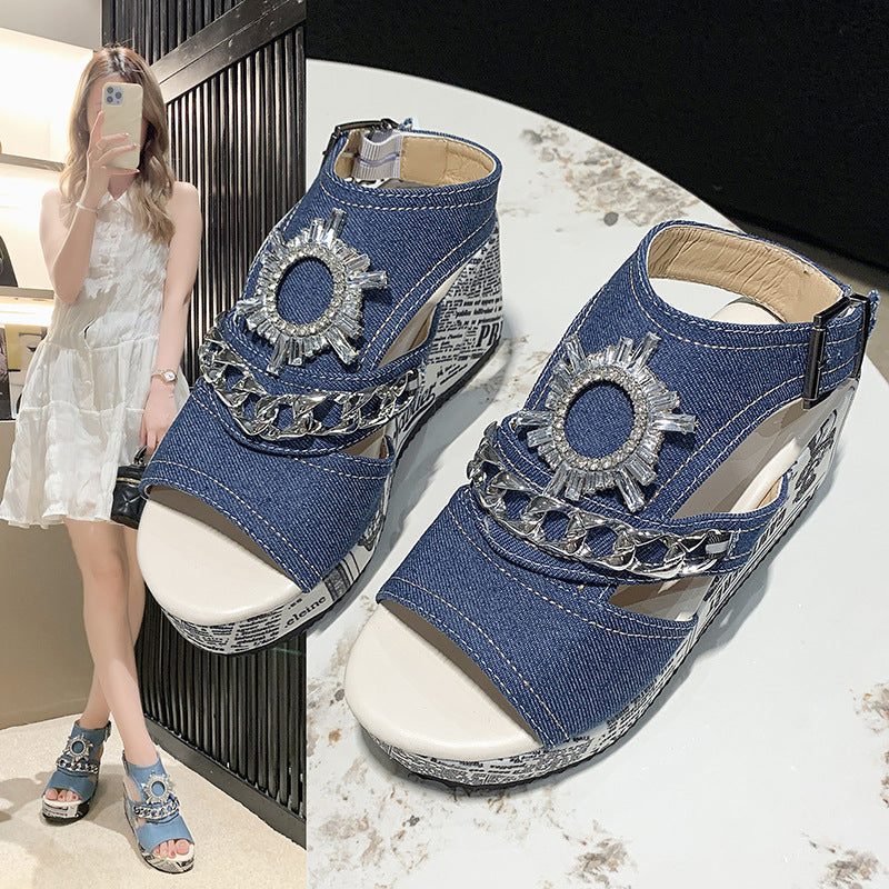 Dame Wedge-sandaler med moderigtigt smykke detaljer Stilla