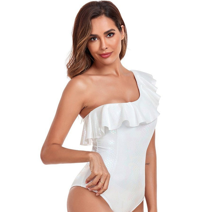 Dame One-Shoulder Badedragt med Rüschen Stilla