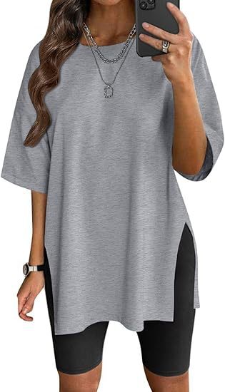 Dame Oversize T-shirt med sideslids Stilla