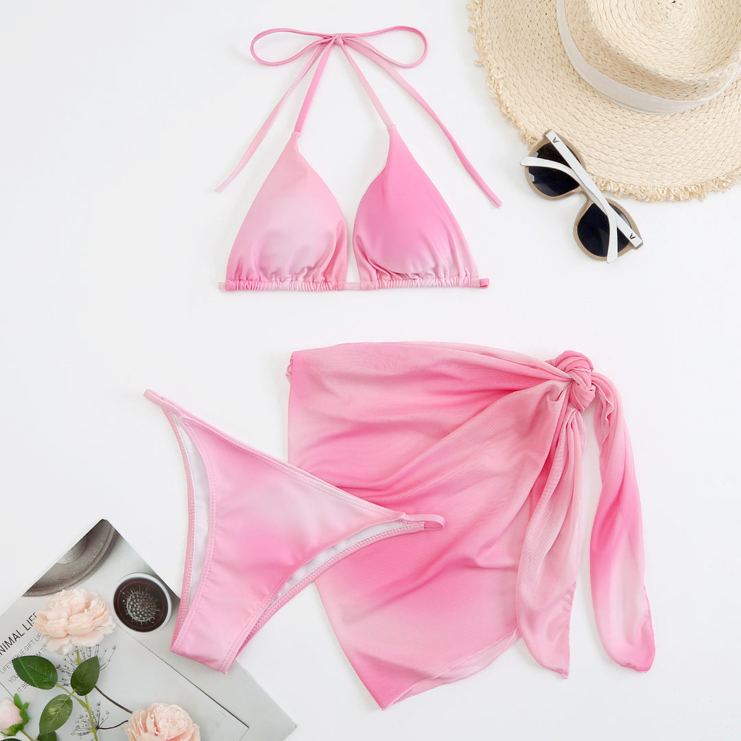Dame Triangel-Bikini med blomsterdesign og flot indpakningsnederdel Stilla