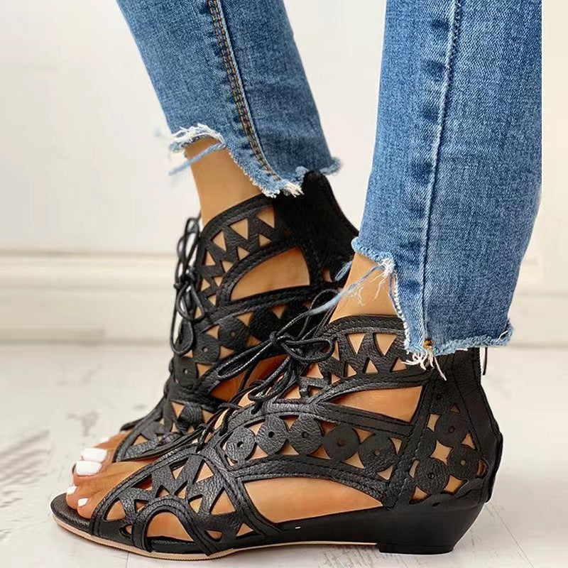 Dame Kunstlæder-sandaler med cut-out-design og snøring Stilla