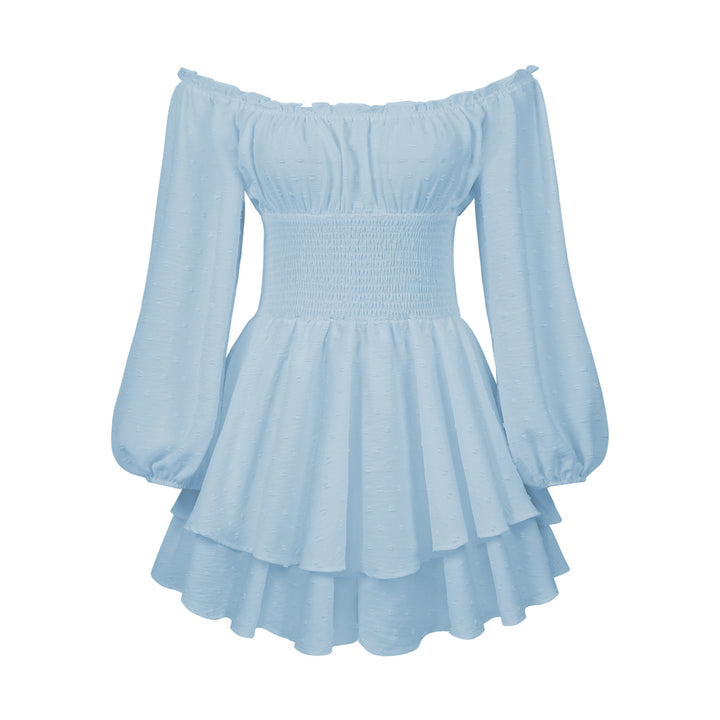 Dame Off-Shoulder Minikjole med voluminøse ærmer og ruffles design Stilla