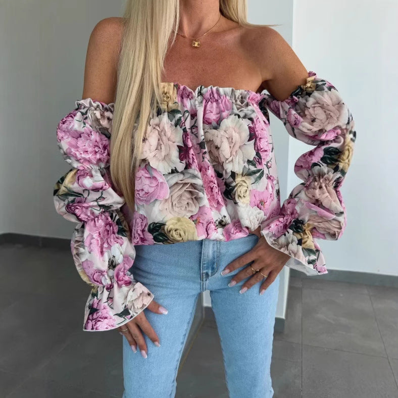Dame Off-Shoulder Bluse med Pufærmer Stilla