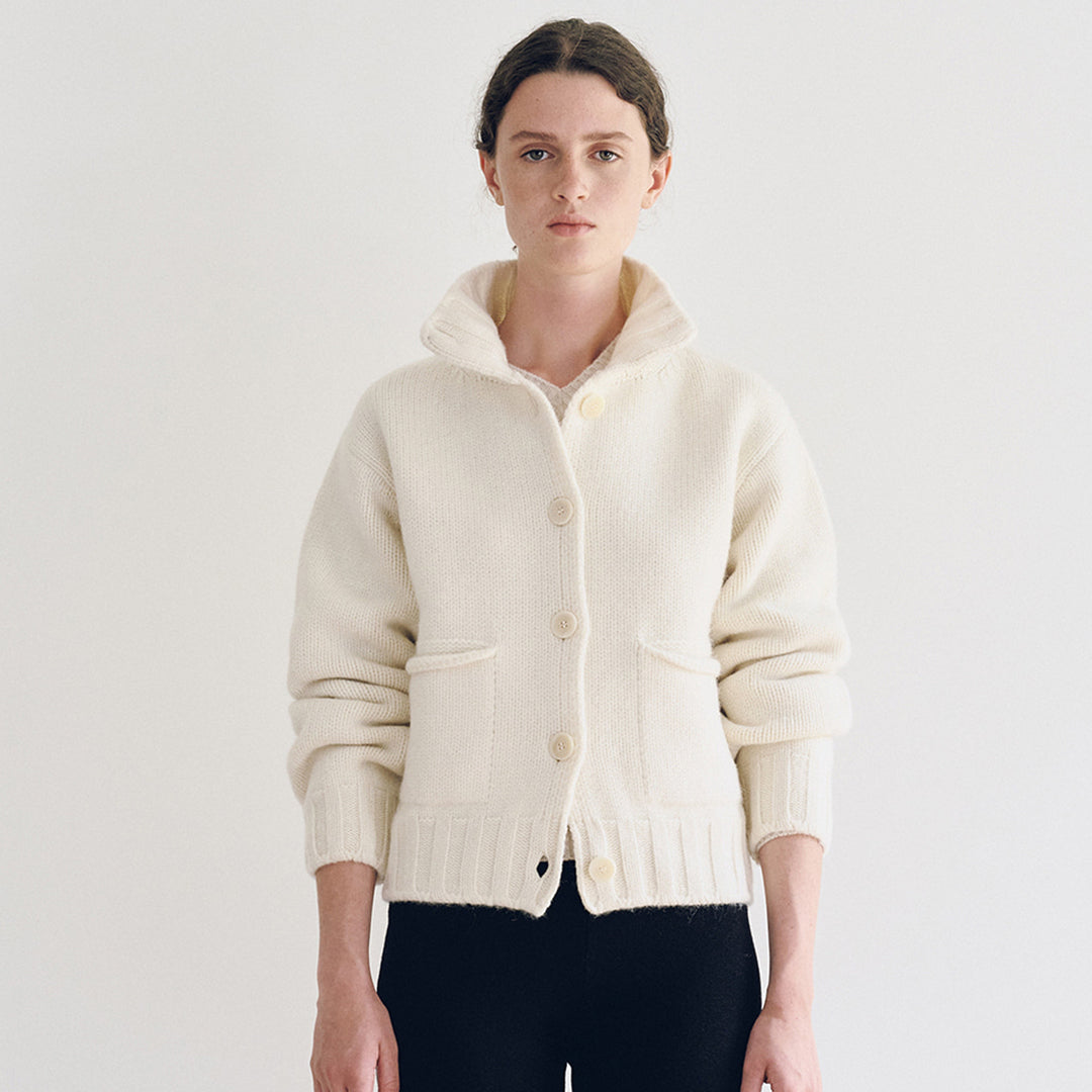 Dame sporty strikket cardigan med krave Stilla
