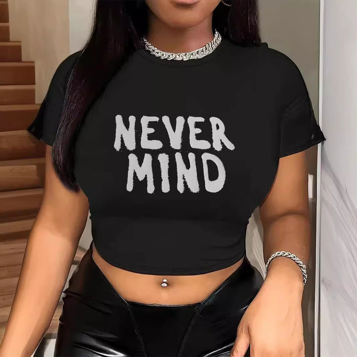 Dame Crop-T-Shirt med iøjnefaldende statement-print Skovae 1777452337