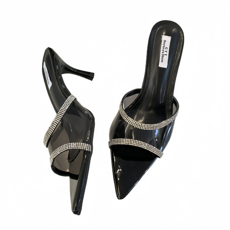 Dame Peeptoe High Heels med funklede Strassforzieringer og elegant design Stilla