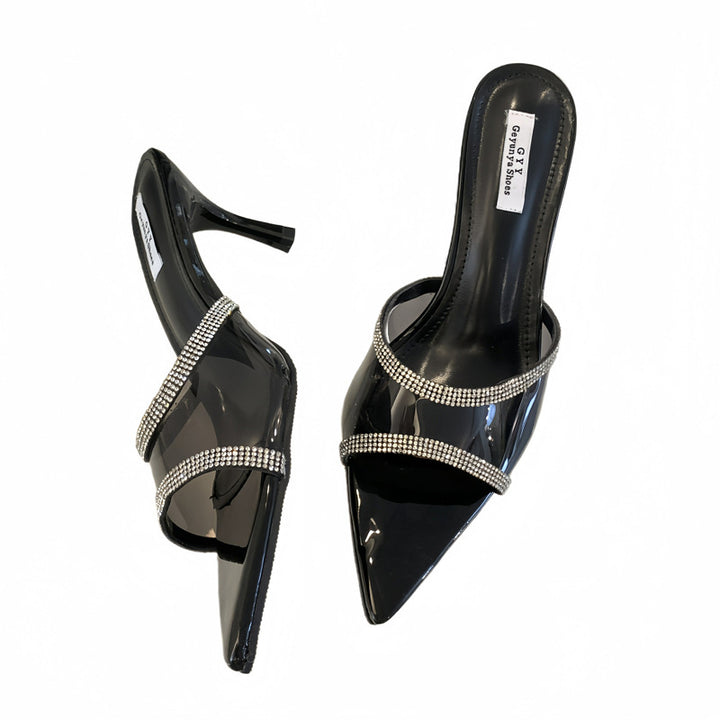 Dame Peeptoe High Heels med funklede Strassforzieringer og elegant design Stilla