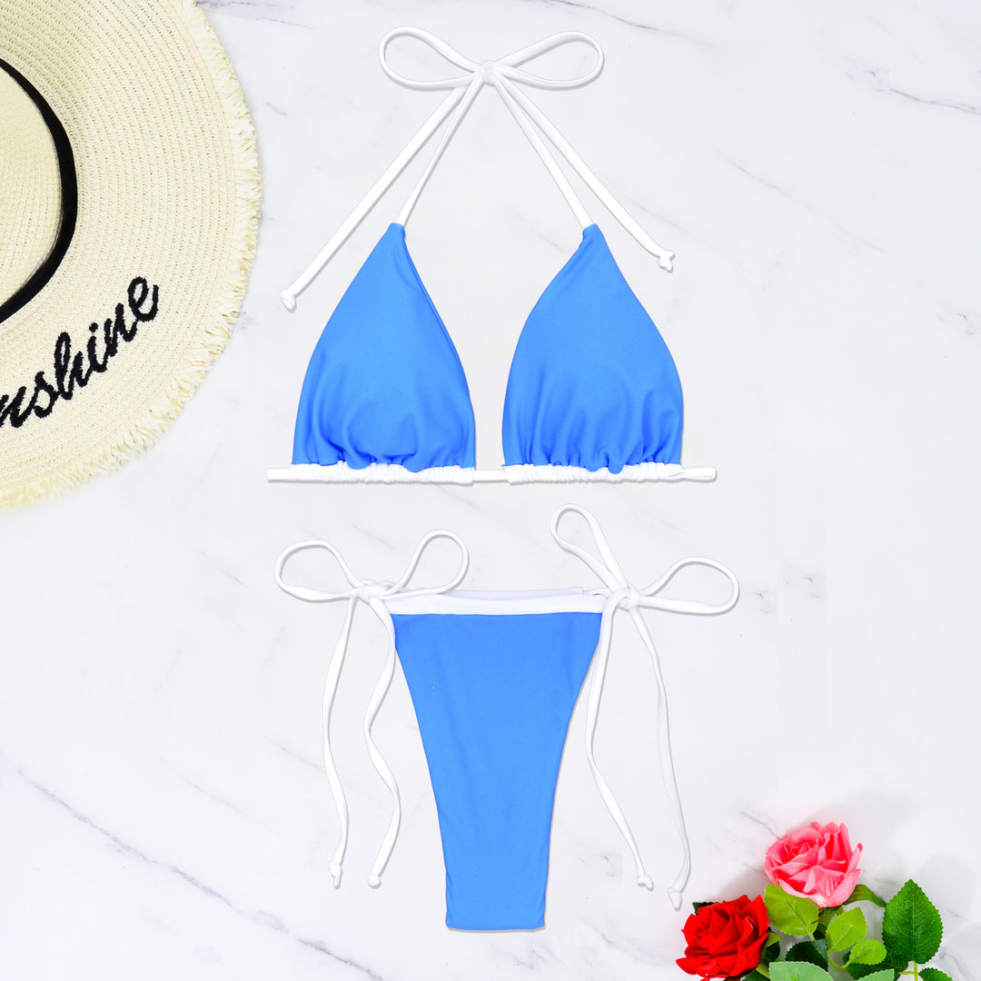 Dame triangel-bikini med justerbare stropper og raffineret snøring Stilla