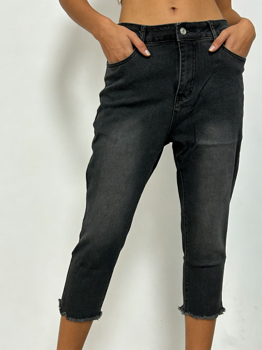 Damer casual High-Waist jeans med frynset kant og trendy snit Skovae