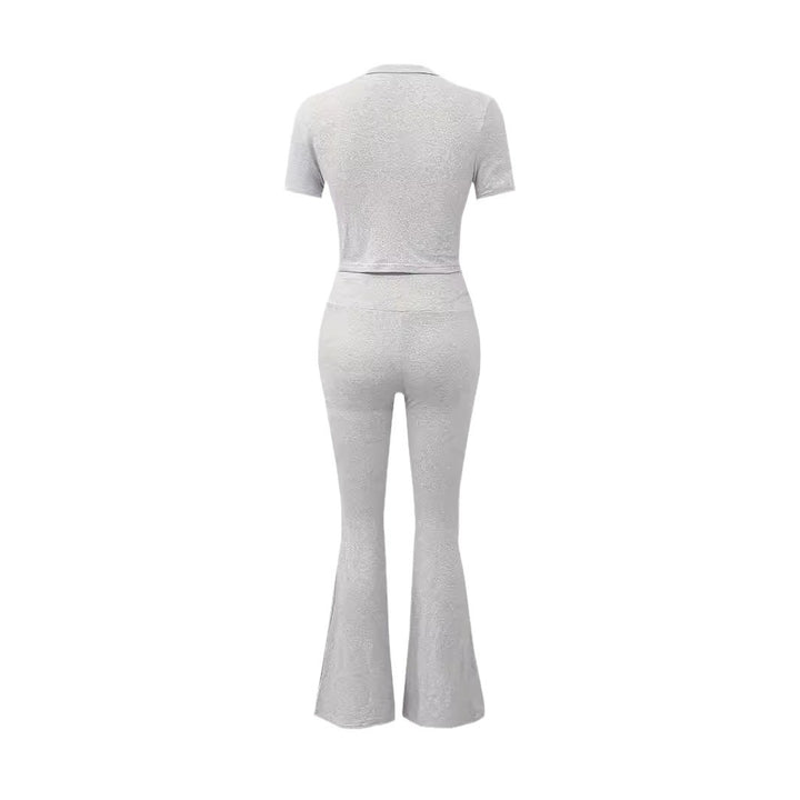 Dame Sportset med elegant skåret top og højtaljede bukser Stilla