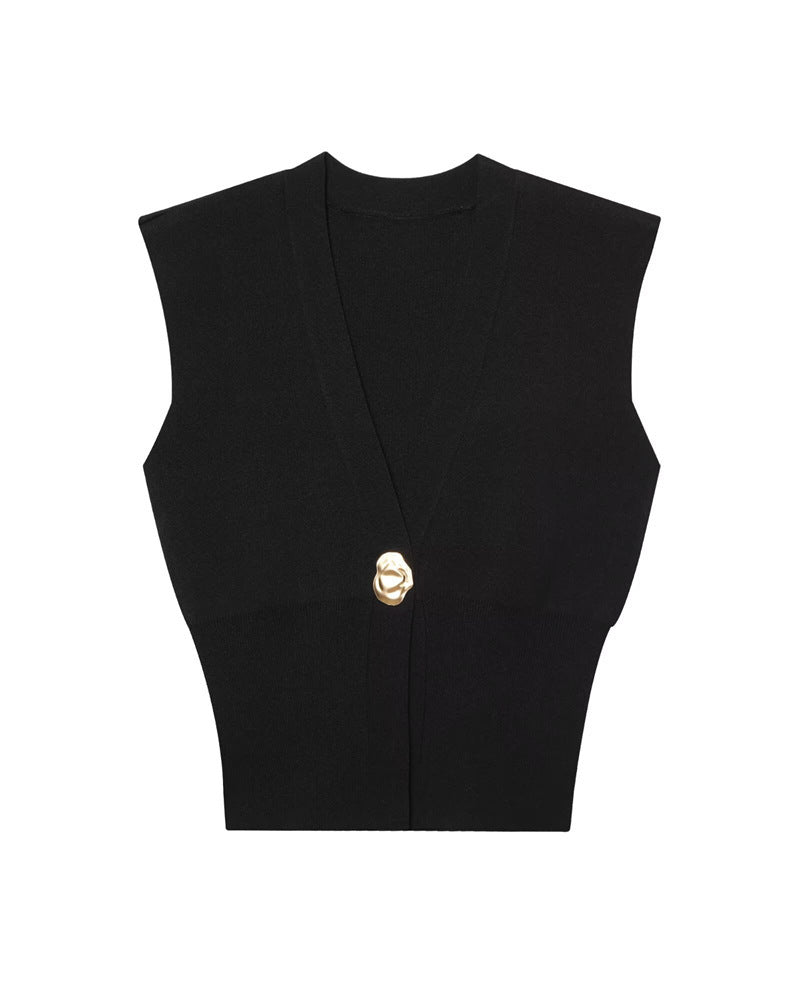 Femme Struktureret Ærmeløs Cardigan Vest Stilla