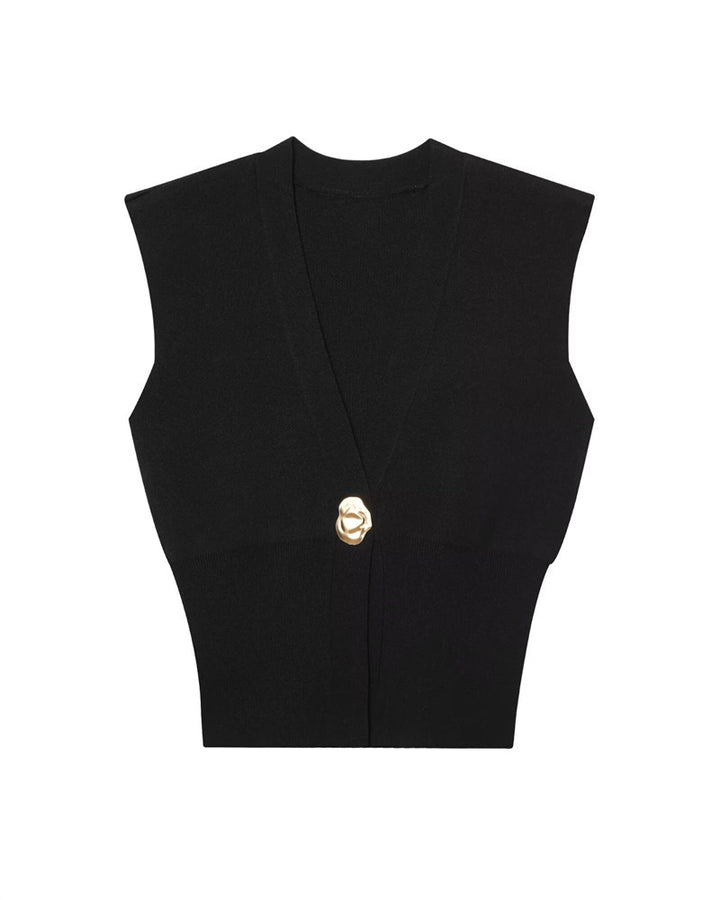 Femme Struktureret Ærmeløs Cardigan Vest Stilla