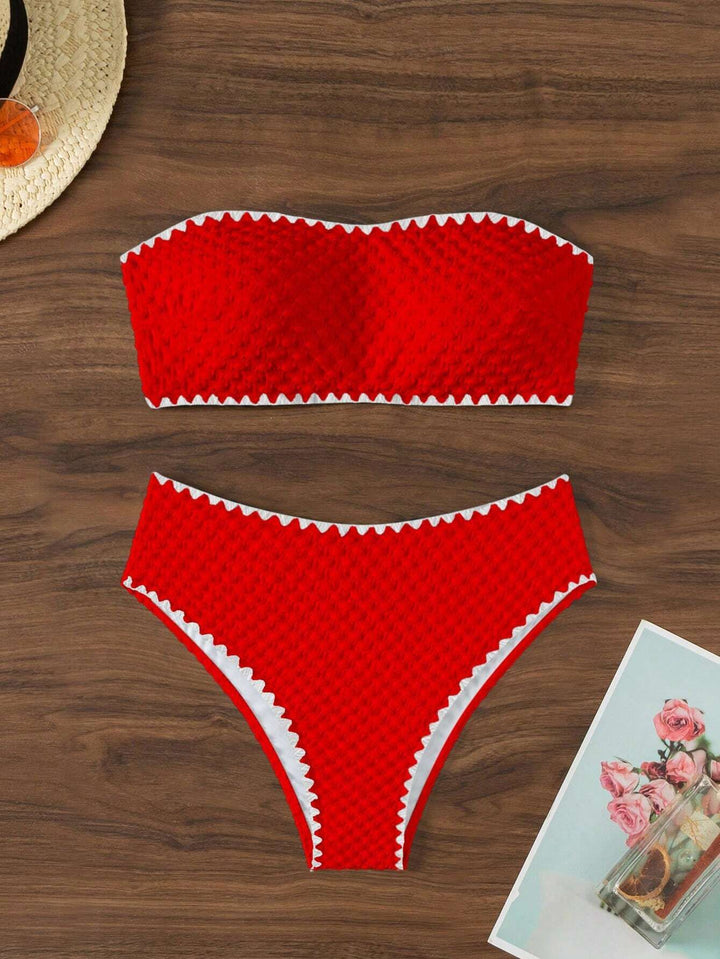 Dame bandeau-bikini med struktureret overflade Skovae