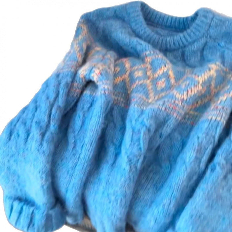 Kvindernes chunky strikkede sweater med nordisk mønster og blødt materiale Stilla
