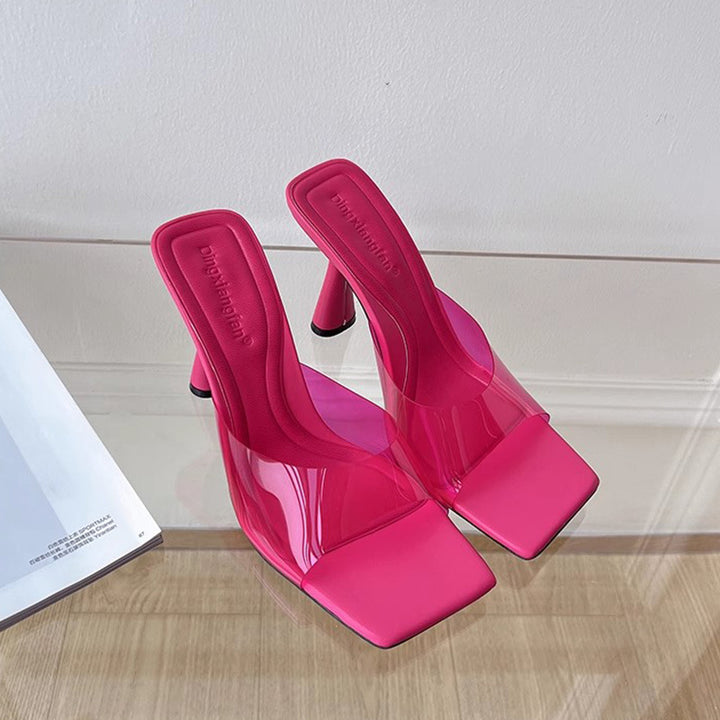 Dame Slingback Sandaler med transparent overmateriale og elegant blokhæle Stilla