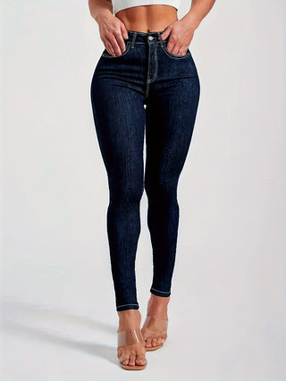 Dame tætsiddende højtalje jeans med figurformende design Stilla