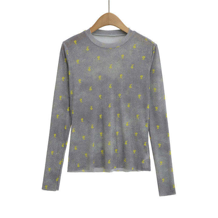 Dame langærmet t-shirt med blomsterprint og blødt indvendigt materiale Stilla