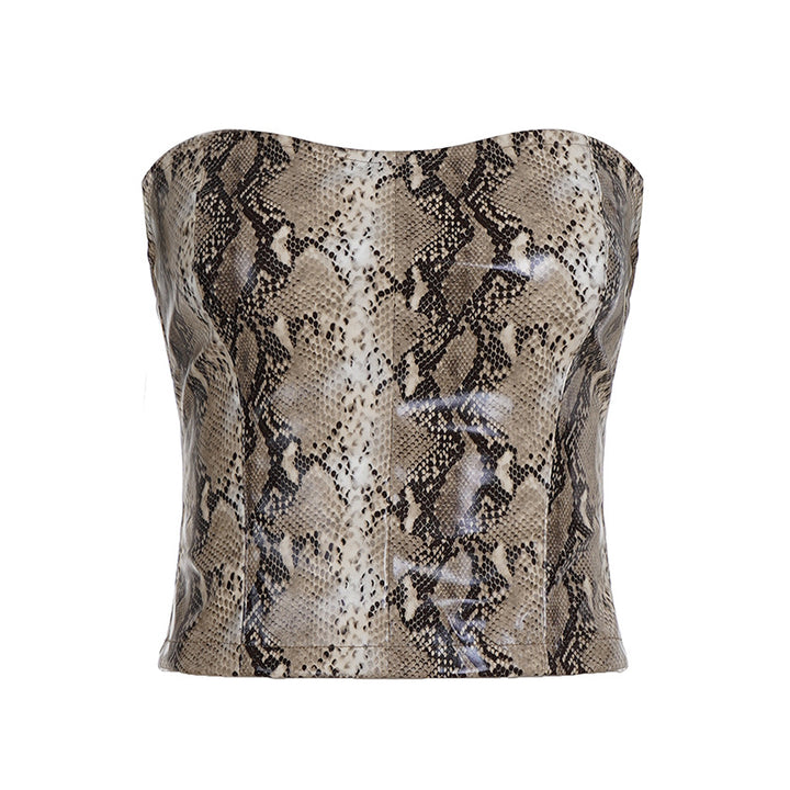 Damen Crop-Top im Schlangenleder-Look Skovae