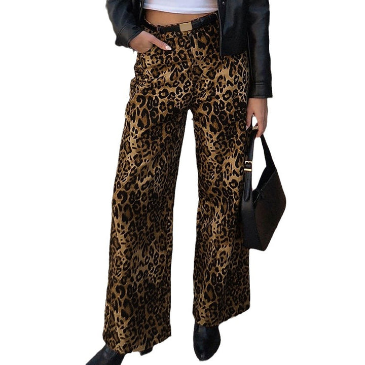 Dame Løs pasform Leopard-bukser med elegant plissering Stilla
