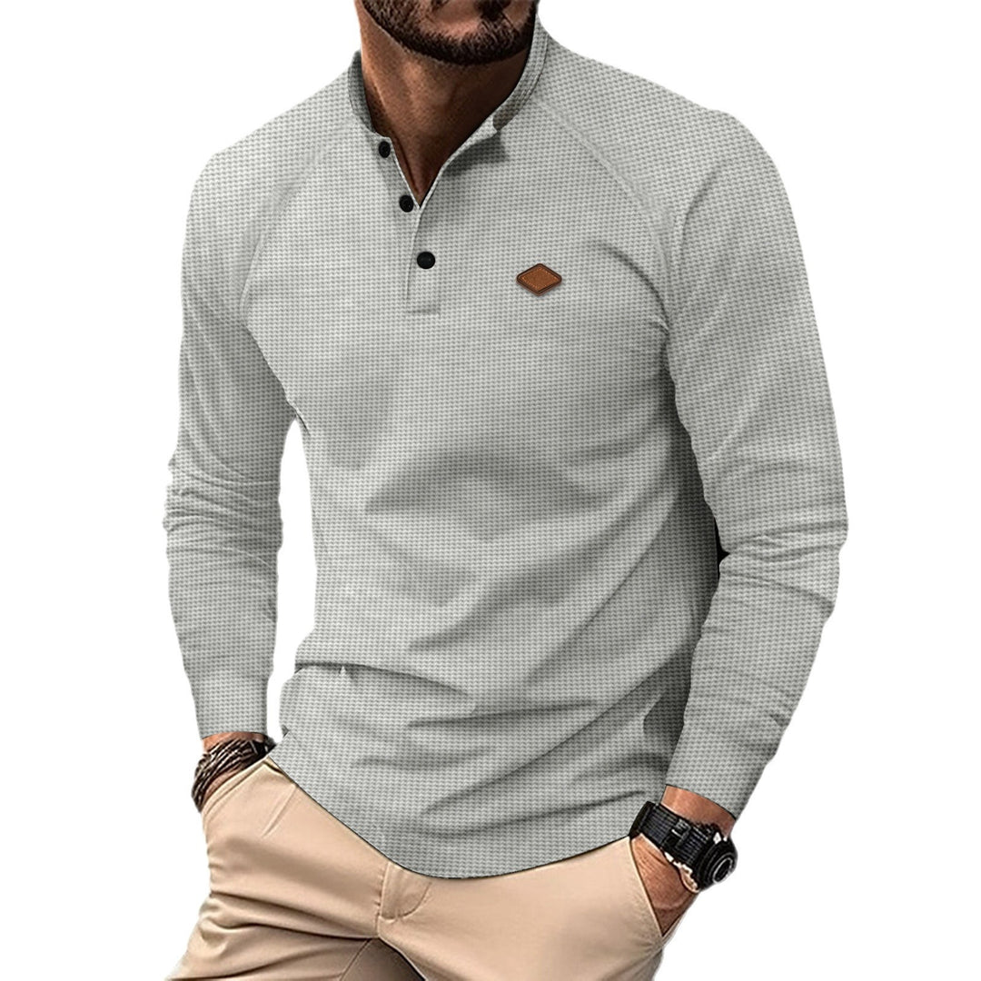 Herrer Langærmet Polo shirt med struktureret design og moderigtig krave Stilla