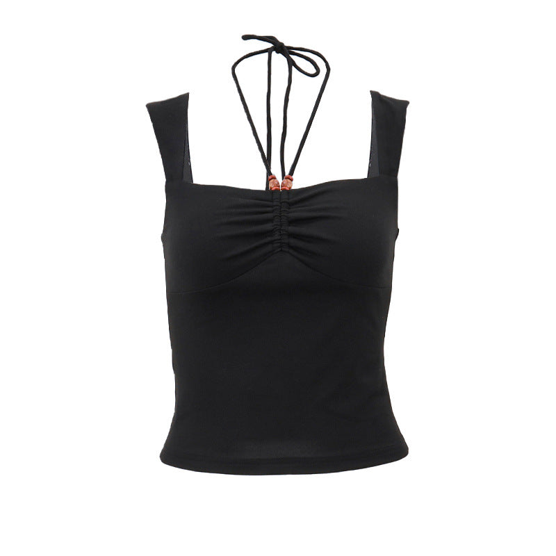 Dame sporty top med justerbare stropper og drapering Stilla