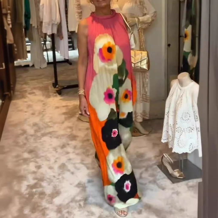 Dame Lange Maxikjole med glad blomsterdesign og flydende snit Stilla