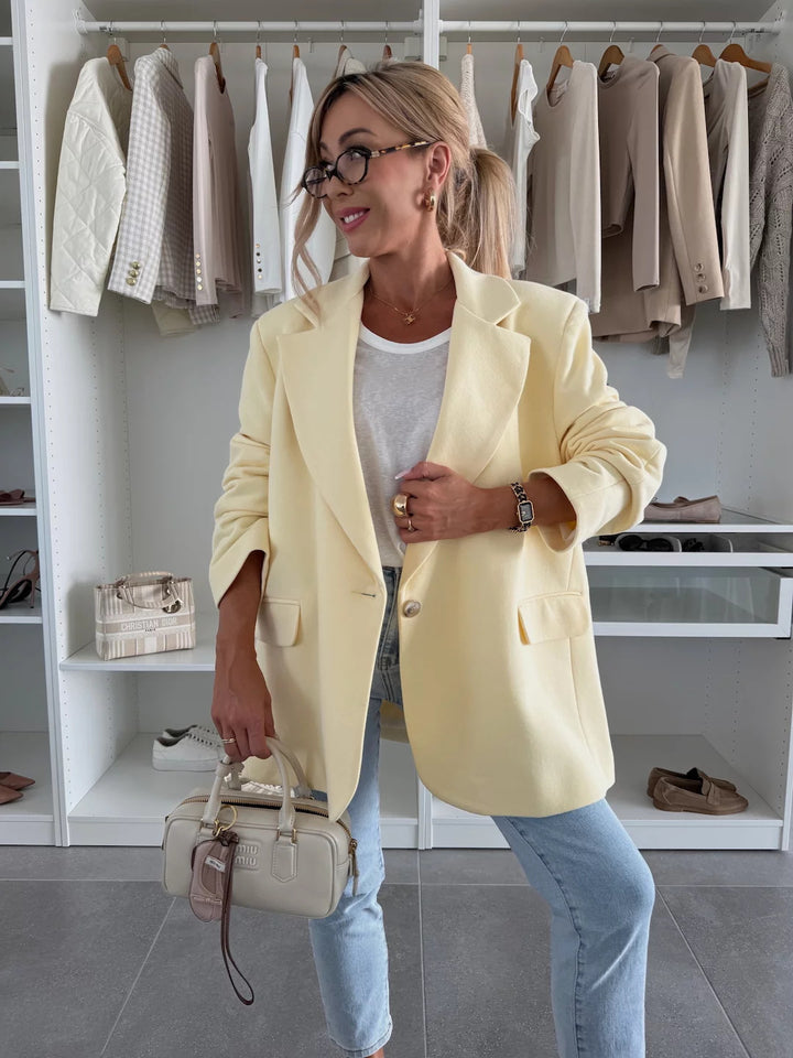 Kvinder Oversized Blazer med Teksturerede Ærmer Skovae