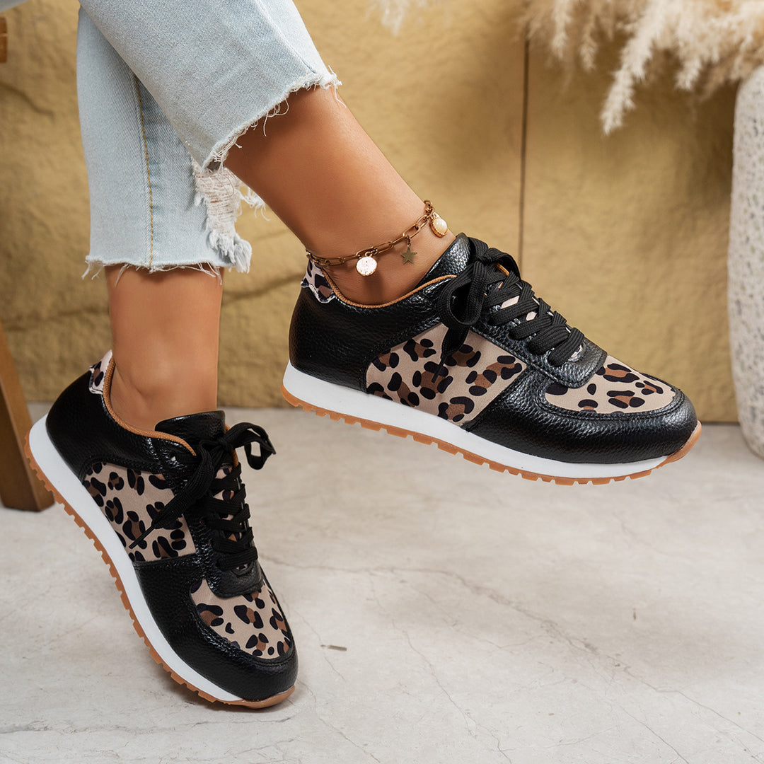 Dame sneakers med leopardmønster og åndbar sål Stilla